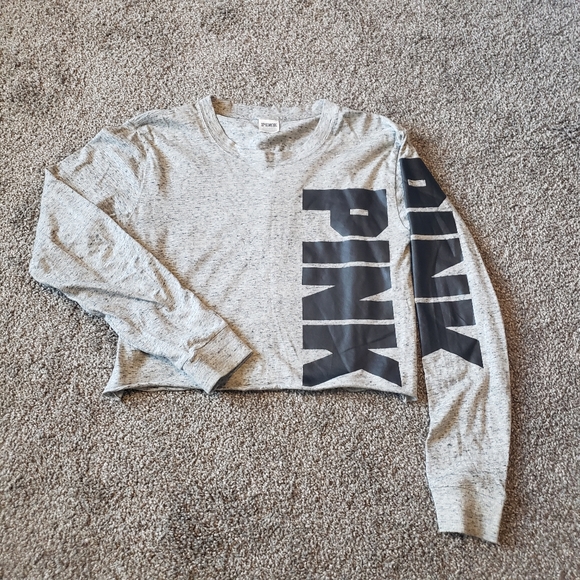 PINK Victoria's Secret Tops - PINK (Victoria's Secret) long-sleeve gray tshirt, xs.